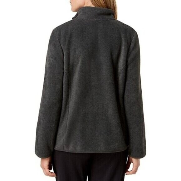 Karen Scott Charcoal Grey Zip-Up Zeroproof Fleece Sweater Jacket NWT - Picture 2 of 5